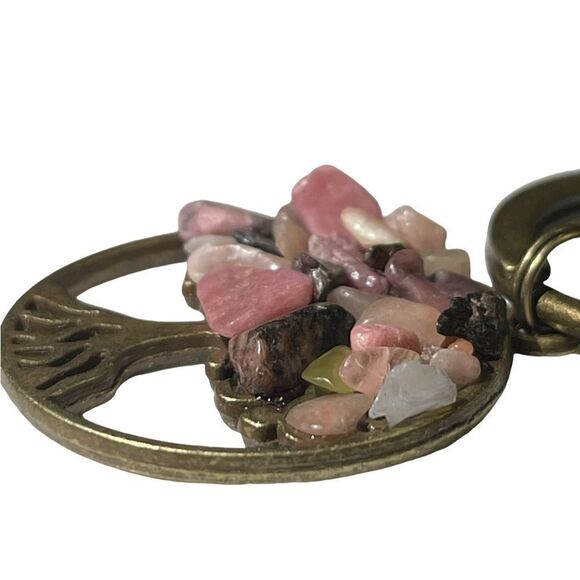 Tree Of Life Natural Stone Keychain Made with Various Healing Stones - Picture 7 of 9